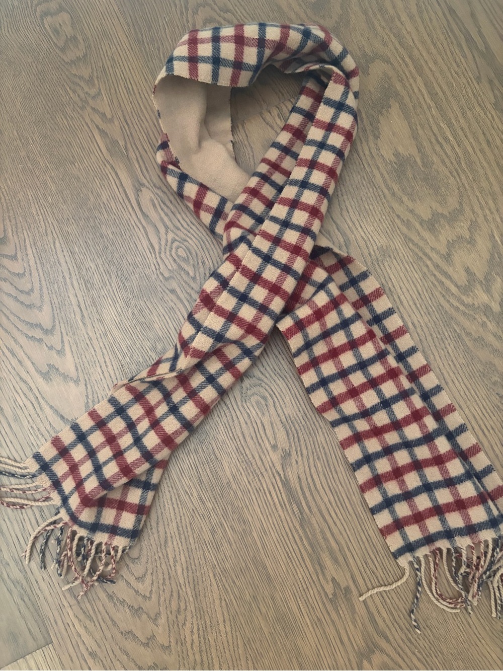 J.crew Classic Plaid Scarf in Beige, Red & Navy| 100% cashmere